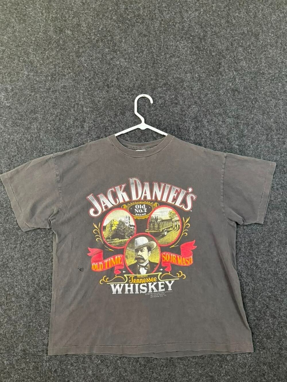Vintage Jack Daniel's Old Time Sour Mash Whiskey Graphic T-Shirt XL 1989 Print S
